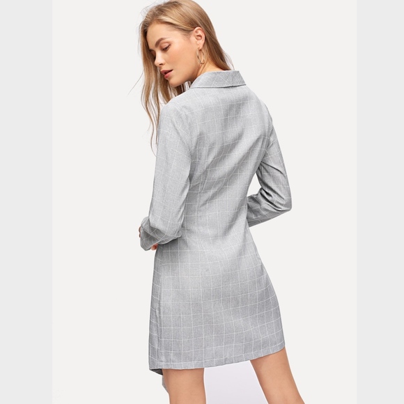 Shawl Collar Surplice Wrap Tie Asymmetrical Dress - Picture 4 of 8